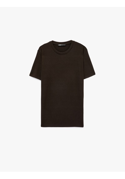 Koton Bisiklet Yaka Viskon Karışımlı Kısa Kollu Basic Slim Fit Tişört Kahverengi 6sam10285mk Kahve Koton Bisiklet Yaka Viskon Karışımlı Kısa Kollu Basic Slim Fit Tişört Kahverengi 6sam10285mk Kahve