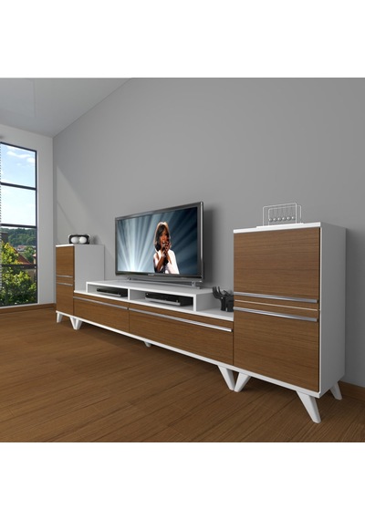 Decoraktiv Ekoflex On2 Mdf Retro Tv Ünitesi Tv Sehpası Beyaz - Ceviz