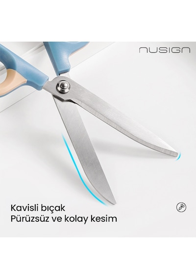 Nusıgn Makas 180 Mm Paslanmaz Çelik Mavi Güç Tasarruflu Makas