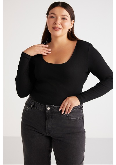 ETHIQUET VERSAYBB Kadın Regular Slim Beyaz Siyah Büyük Beden Body
