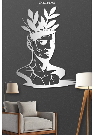 Filizlenen Zihin Metal Duvar Tablosu - Metal Duvar Sanatı - Gümüş - 60 X 75 Cm