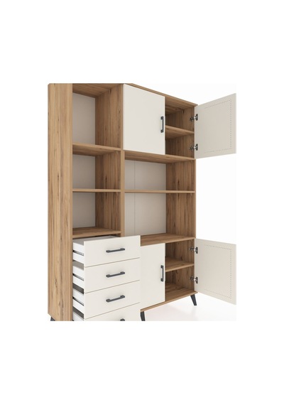 Hyperion Dolap 8 Raflı 4 Çekmeceli 4 Kapaklı 132x44x195 Çam-a... Çam Hyperion Dolap 8 Raflı 4 Çekmeceli 4 Kapaklı 132x44x195 Çam-a... Çam