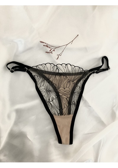 Arona Dantelli Brode İşlemeli Balenli Sütyen Takım Siyah-Nude Nude - Siyah
