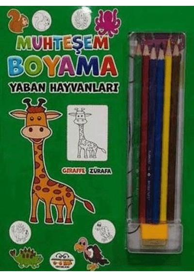 Muhteşem Boyama - Yaban Hayvanları + 6lı Boya Kalemi - Yqbx-773162