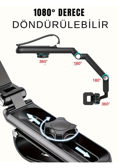 Multifonksiyonel Selfie Çubuklu Araç Güneşliğe Takılan Araç Içi Telefon Tutucu Tripod 1