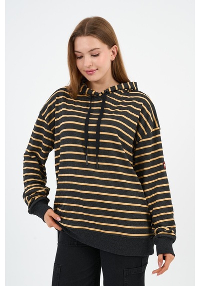 Alexander Gardi Çizgili Kapüşonlu Sweatshirt Unx-00242-wn Sarı - Siyah