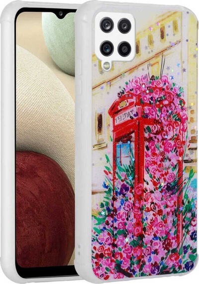 Galaxy A12 Kılıf Simli Desenli Kamera Korumalı Parlak Zore Popy Kapak Kulübe