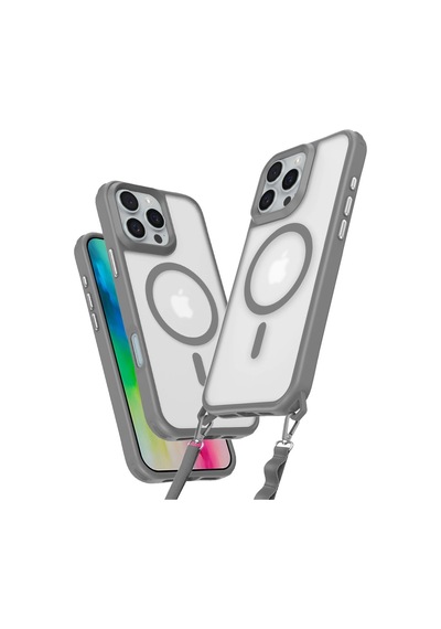 Apple İphone Uyumlu 16 Pro Max Kılıf Enka Magsafe Silikon Kılıf - Titan Gri Çokrenkli