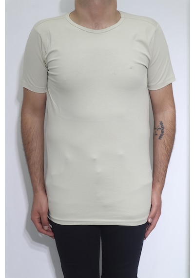 Santa Dmctekstil Erkek Düz Spor Kesim Dar Kalıp Bisiklet Yaka Basic T-shirt Koyu Bej