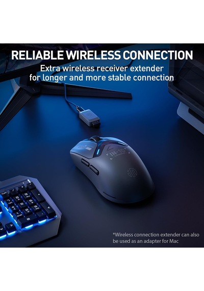 In10p Kablosuz Oyun Faresi, Üç Modlu 2.4g/usb-c Kablolu/bluetooth Pc Oyun Faresi, 60g Süper Işık, 26k Dpı, Paw3395 Optik Sensör, 8 Khz Yoklama Hızı, Tamamen Programlanabilir, Siyah