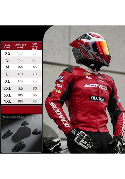 Motoanl Motosiklet Montu 4 Mevsim Sport Racing Mont Pu Leather Red