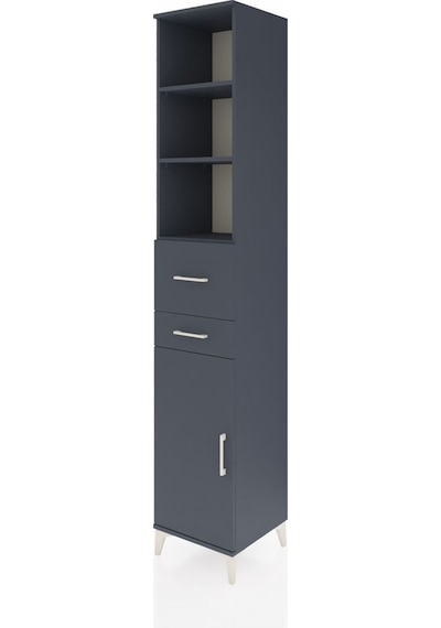 Hyperion Dolap 4 Raflı 2 Çekmeceli Tek Kapaklı 44x44x243 Antrasit-antrasit Antrasit