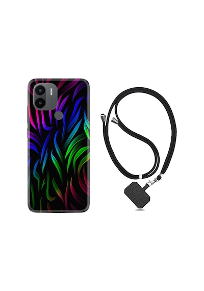 Xiaomi Redmi A1 Kılıf İpli Boyun Askılı Desenli Silikon Color Lines 1698