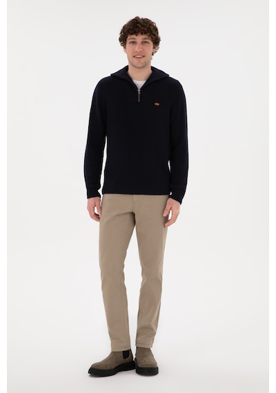 U.S. Polo Assn. Erkek Regular Fit Yarım Fermuarlı Lacivert Kazak 50297047-VR033