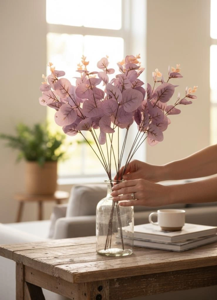 Yapay Çiçek Lila Okaliptus Aradal Arajman Çiçeği Eucalyptus Lila