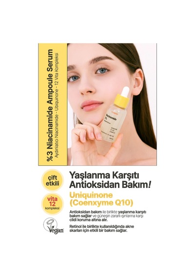 Yeppda %3 Niacinamide İçeren Aydınlatıcı Vegan Serum Yeppda Niacinamide %3 Ampoule Serum 50 ML Büyük Boy