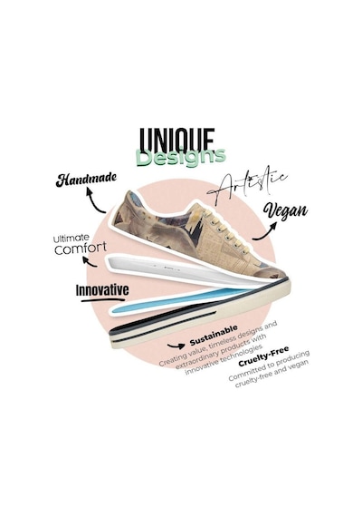 Kadın Vegan Deri Bej Sneakers - Warner Bros Gryffindor Gang Harry Potter Tasarım Çok Renkli