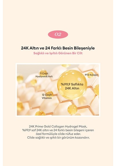 24 K Altın Ve Kolajen İçeren Kırışıklık Karşıtı Hidrojel Maske 24k Prime Gold Collagen Hydrogel Mask