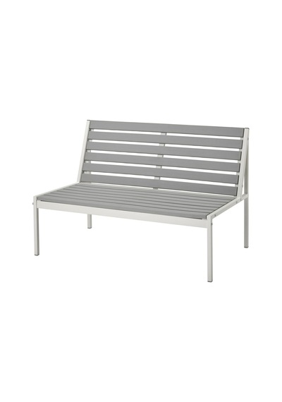 Bahçe Bankı, Beyaz-gri, 100x59x67 Cm, Mindersiz Gri
