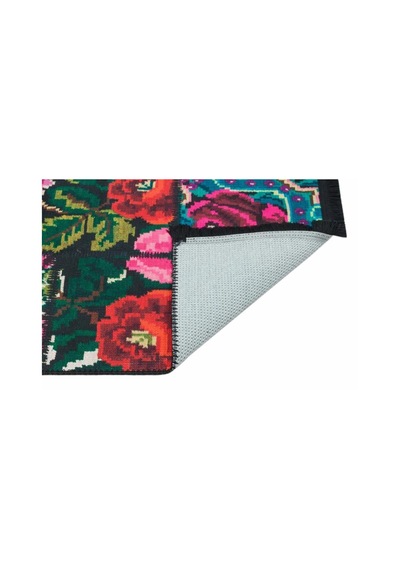 Çam Halı Gloria Td3251 Siyah Karabağ Patchwork Desen Dokuma Saçaklı Kilim