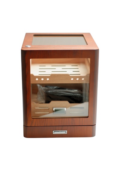 Premiumquality Sucre Aksesuar Çekmeceli İçi Ledli Kahverengi Sedir Humidor Puro Kutusu - Tr9648