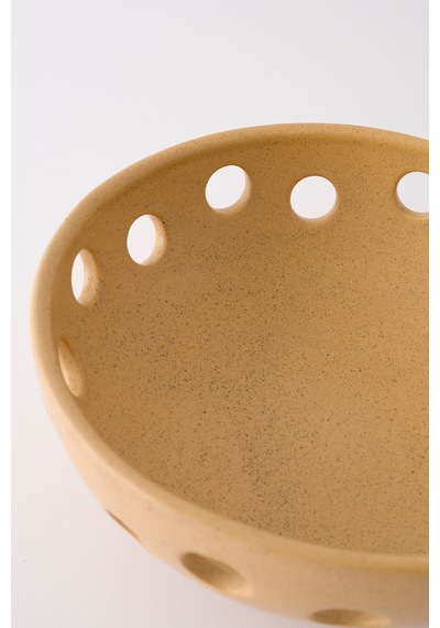Sateen Mat Bej El Yapımı Oval Küçük Kase 8605