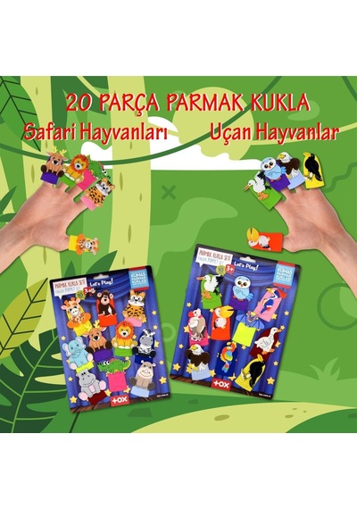2 Set - 20 Parça Tox Safari ve Uçan Hayvanlar Parmak Kukla T223 T