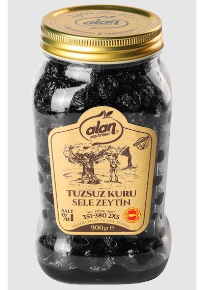 Alan Zeytinleri Tuzsuz Kuru Sele Siyah Zeytin 900 G