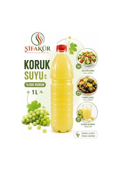 Koruk Suyu 1 L Ekşi Üzüm Suyu Salata ve Yemek İçin
