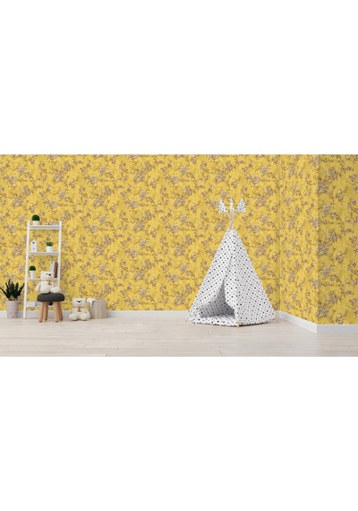 Tropicano Çiçek Desenli Trend Duvar Kağıdı 9914-4, Sarı Ce, Iso 9001, Iso 10002