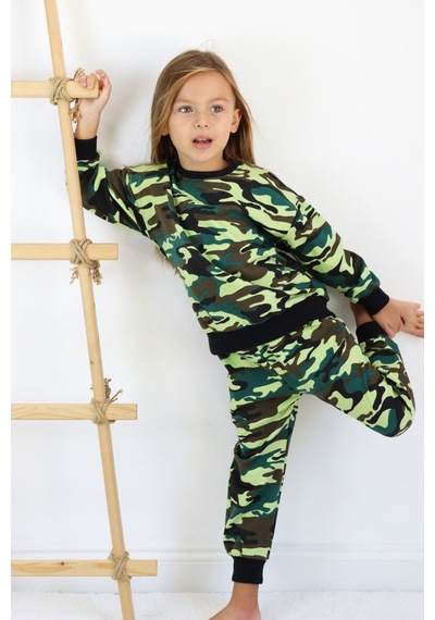 Harika Kids Kız-erkek Unisex Çocuk İki İplik Kumaş Orta Kalınlıkta Nakışlı Örme Basic Eşofman Takımı 001