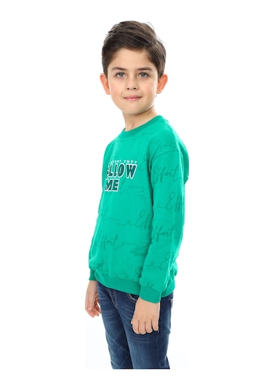 Toontoy Kids Toontoy Erkek Çocuk Follow Me Baskılı Sweatshirt Koyu Yeşil