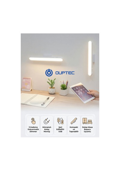 Şarjlı Led Işık Usb Şarjlı Kablosuz Mıknatıslı Led Lamba 3 Farklı Işık Rengi Aplik Çok Renkli - 867047132 Çok Renkli