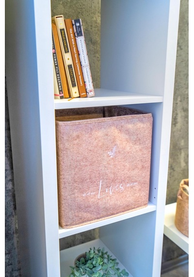 4 Adet Keçe Raf Organizer Dolap Düzenleyici Bej30x30x30 Bej