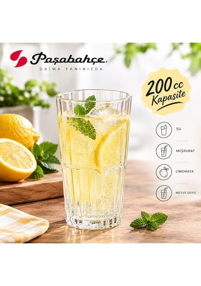 Paşabahçe 200 Cc Meşrubat Bardağı Şeffaf Cam Su Meyve Suyu Limonata Bardağı
