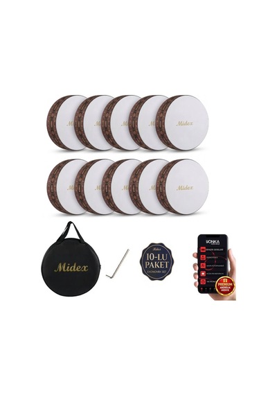 Midex Br-910x 10'lu Bendir Def Toptan Paket Akort Ayarlı El Tutma Oyuklu Çantalı
