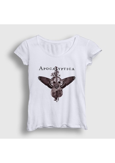 Presmono Kadın Cello Wings Apocalyptica T-shirt Beyaz