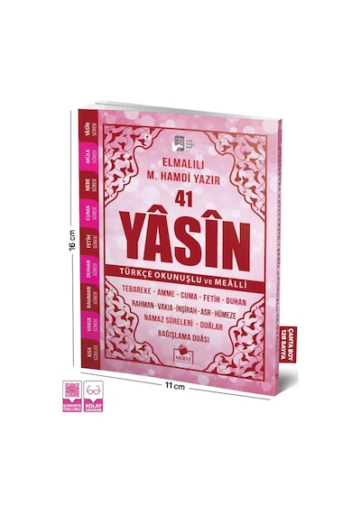 Yasini Şerif Pembe Renk Türkçe Okunuşlu Ve Mealli Çanta Boy