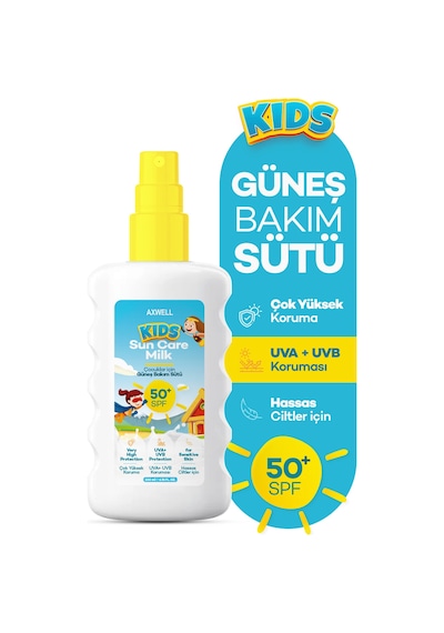 Axwell Premium Kids Güneş Bakım Sütü SPF50+ 200 ML Axwell Premium Kids Güneş Bakım Sütü SPF50+ 200 ML