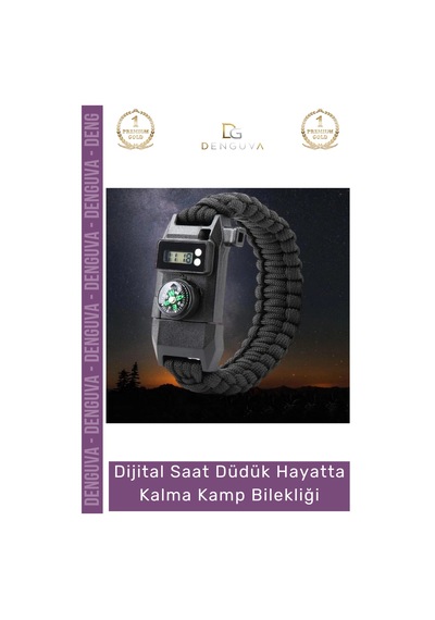 Bileklik Paracord Dijital Saat Taktik Outdoor Doğa Acil Durum Seti Hayatta Kalma Kamp Bilekliği