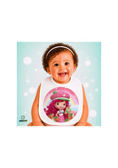Çilek Kız Keten Bebek Mama Önlüğü Yumuşak - Emici - Yıkanabilir - Özel Tasarım P039 Çok Renkli