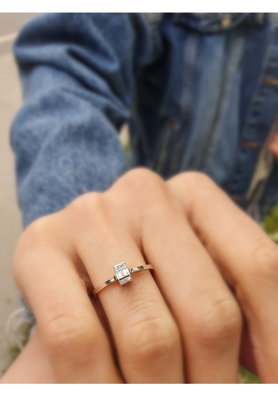 Nadias Jewellery Baget Pırlanta Tektaş Yüzük (461051451)