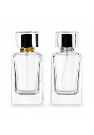 20 Adet Boş Cam Parfüm Şişe, 100 Ml, Klass Kare Model, Şeffaf, Geçmeli