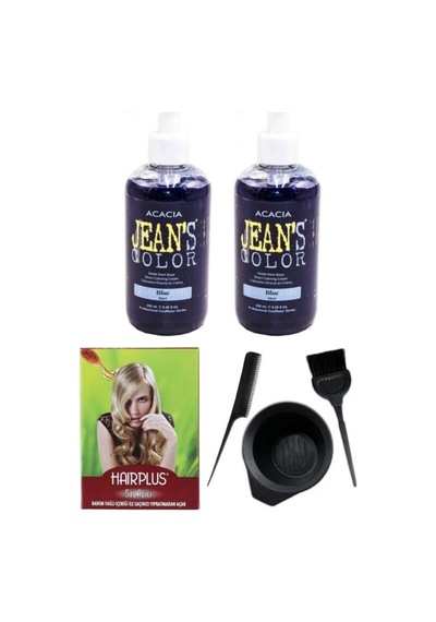 Saç Boyası Mavi 250ml 2ad, Saç Açıcı Ve Fluweel Saç Boya Kabı Seti