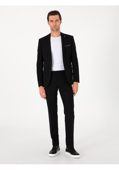 Cacharel Siyah Slim Fit Yün Karışımlı Klasik Kumaş Pantolon Cacharel Siyah Slim Fit Yün Karışımlı Klasik Kumaş Pantolon