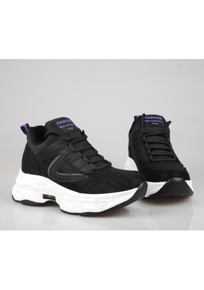 Guja 24k302 Dolgu Topuk Siyah Kadın Sneakers Siyah