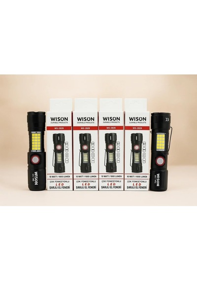 Tr Ws-2828 Ultra Usb Şarjlı Polis El Feneri, Bekçi, Asker El Feneri Kırmızı Mavi Çakarlı 1000 Lümen 5264