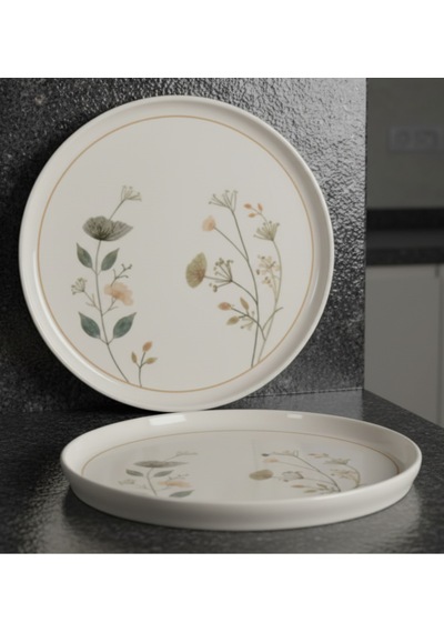 6 Kişilik Nodric Kenar Toledo Pasta Tabağı 20cm Dijital Arte Desen Krem