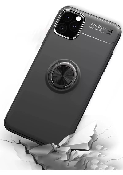 Newface Apple İphone 11 Pro Max Kılıf Range Yüzüklü Silikon - Siyah-kırmızı