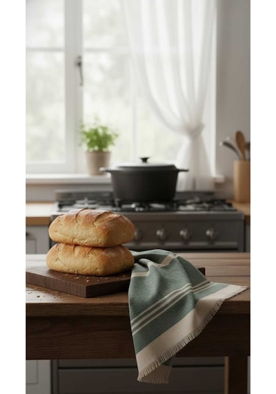 Pamuklu , Püsküllü , Yüksek Emiş Güçlü El Ve Kurulama Bezi Mutfak Havlusu 30 X 50 Cm - Yeşil Yeşil